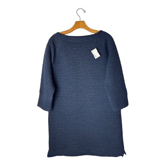 Lilla P Dress Women Medium Navy Blue Quilted Zipper Boat Neck Shift Mini NWT - Picture 3 of 10